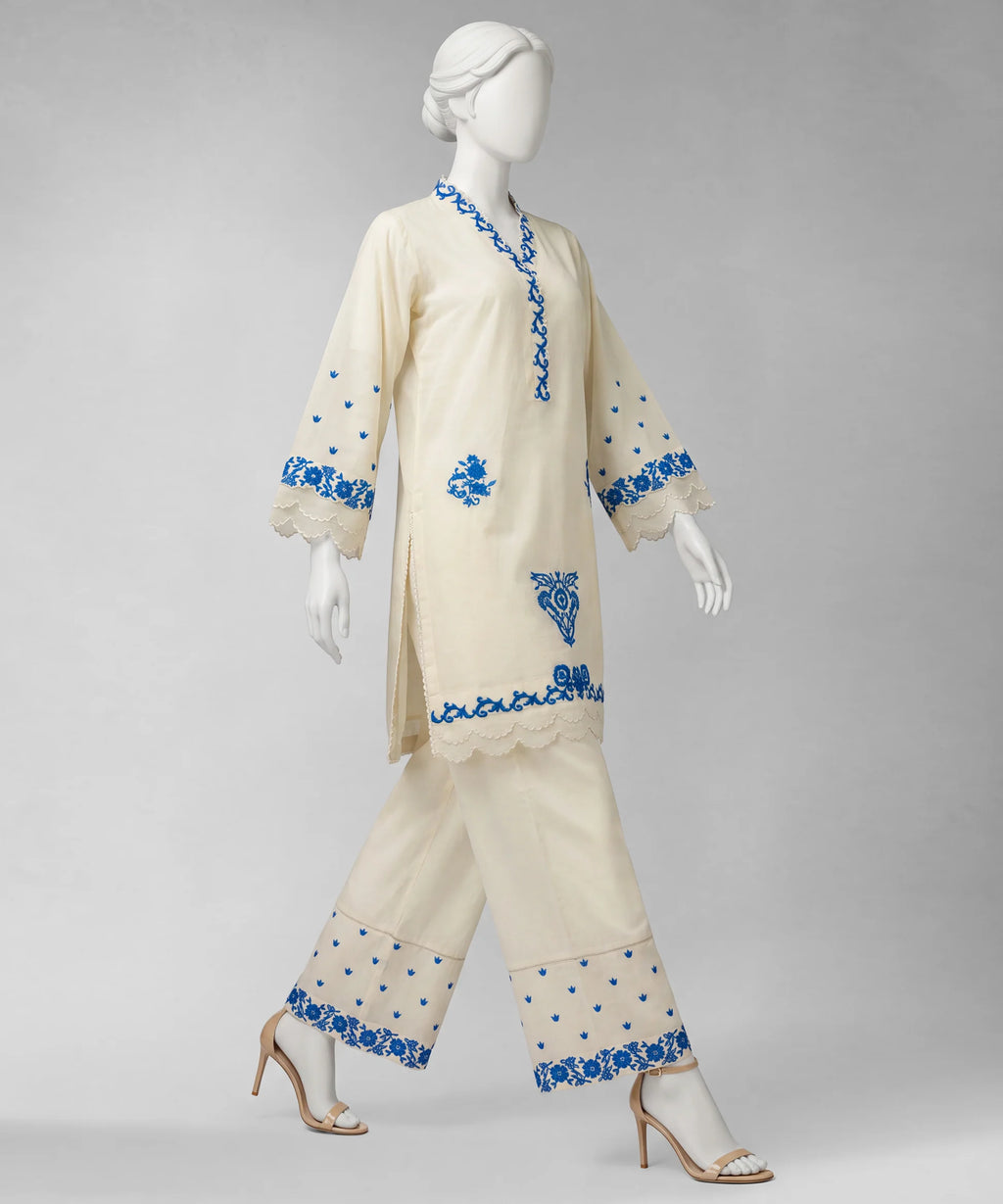 J. Original 50% Off – Off White Embroidered Cambric Unstitched 2Pc