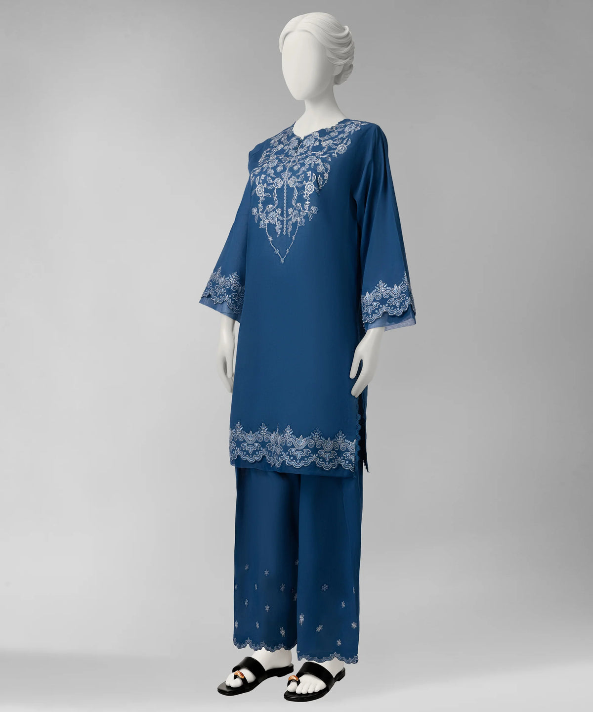 J. Original 50% Off – Blue Embroidered Cambric Unstitched 2Pc