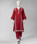 J. Original 50% Off – Red Embroidered Cambric Unstitched 2Pc