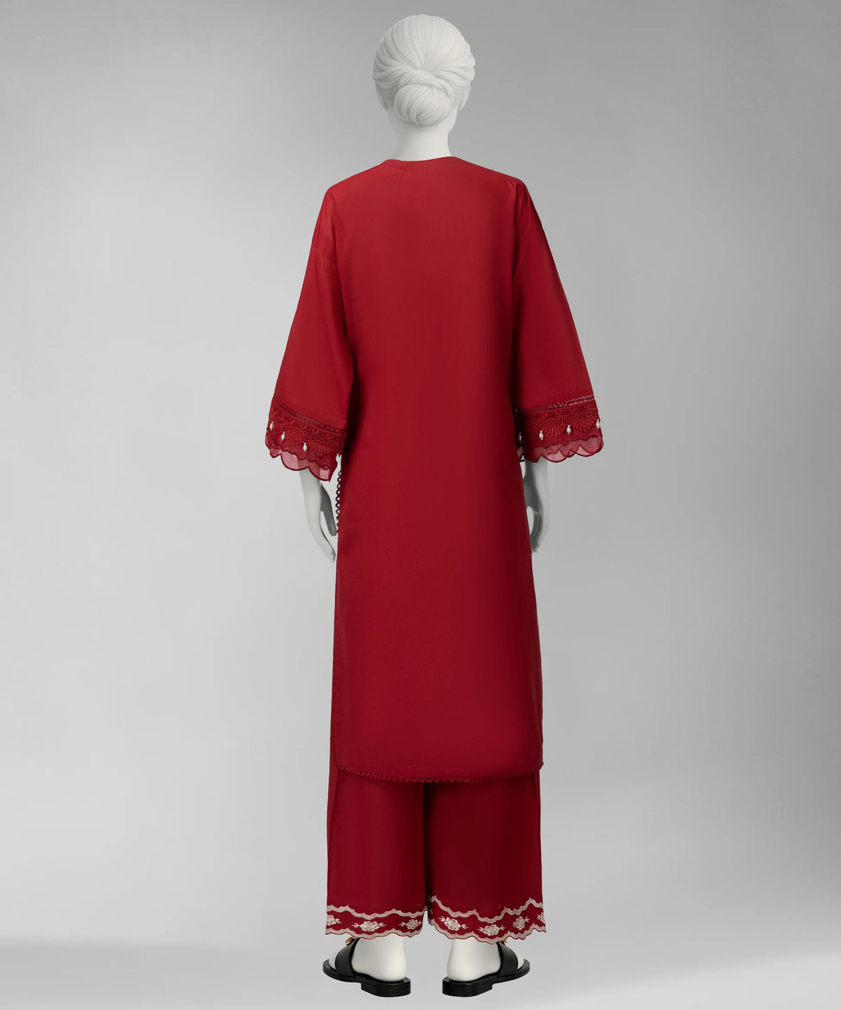 J. Original 50% Off – Red Embroidered Cambric Unstitched 2Pc
