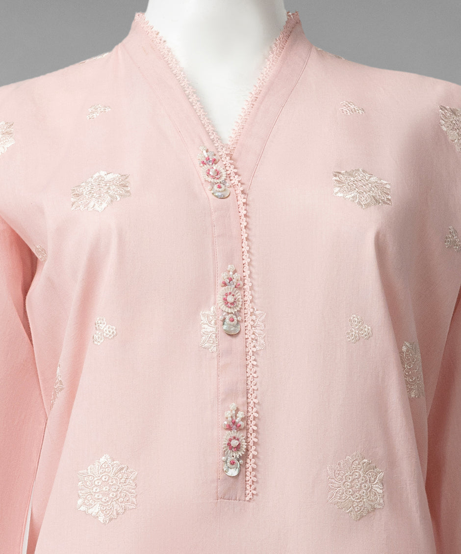 J. Original 70% Off – Pink Embroidered Liminal Unstitched 3Pc