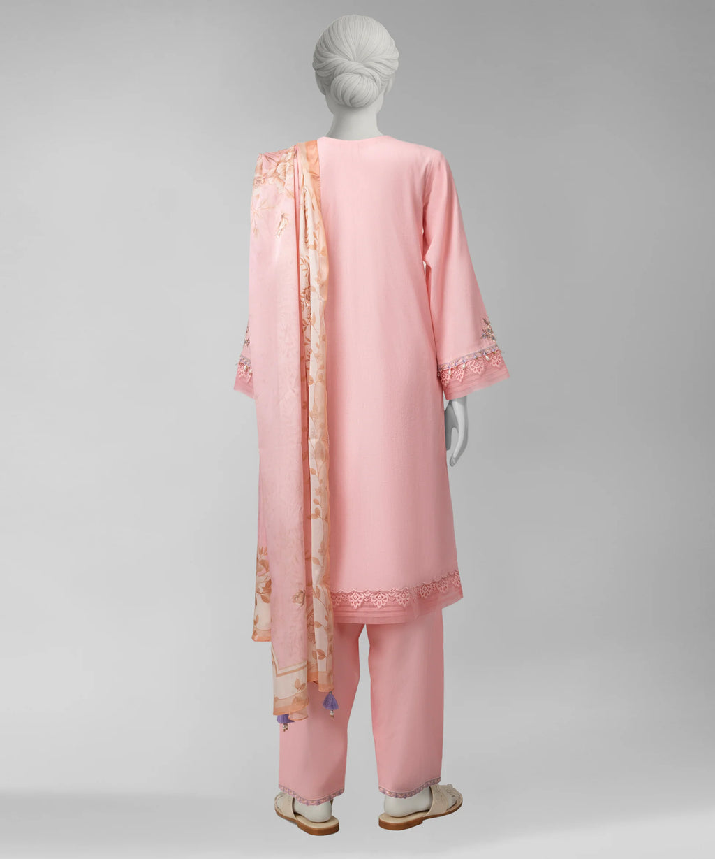 J. Original 70% Off – Pink Embroidered Liminal Unstitched 3Pc