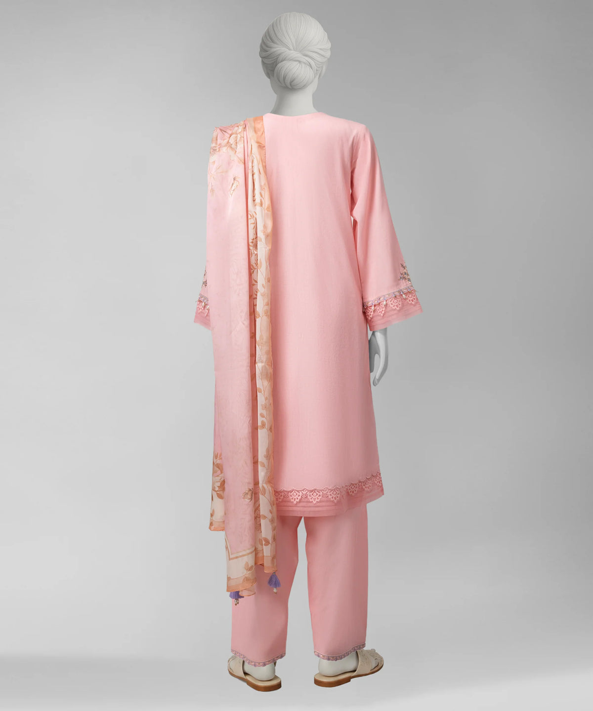 J. Original 70% Off – Pink Embroidered Liminal Unstitched 3Pc