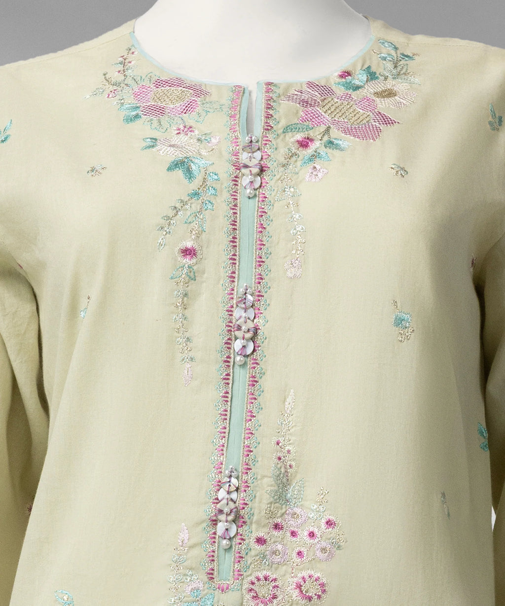 J. Original 70% Off – Green Embroidered Liminal Unstitched 3Pc