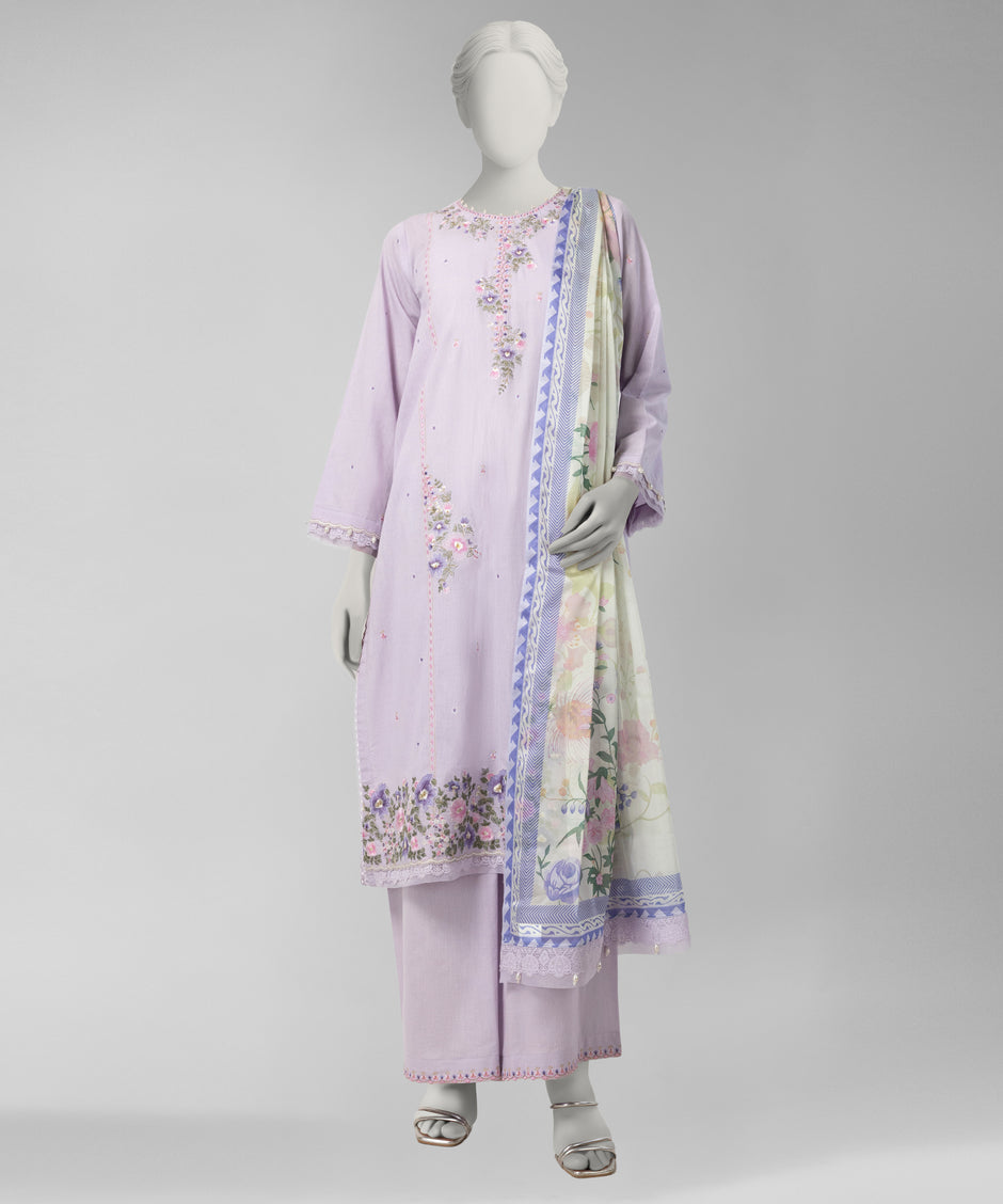 J. Original 70% Off – Purple Embroidered Liminal Unstitched 3Pc