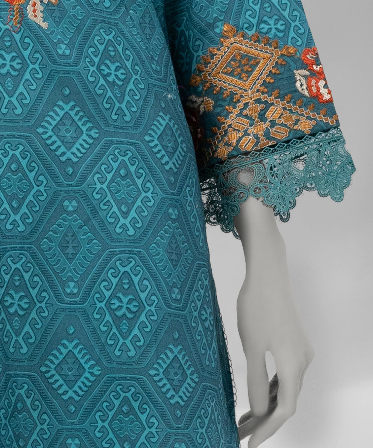 J. Original 70% Off – Green Embroidered Cambric Unstitched 3Pc