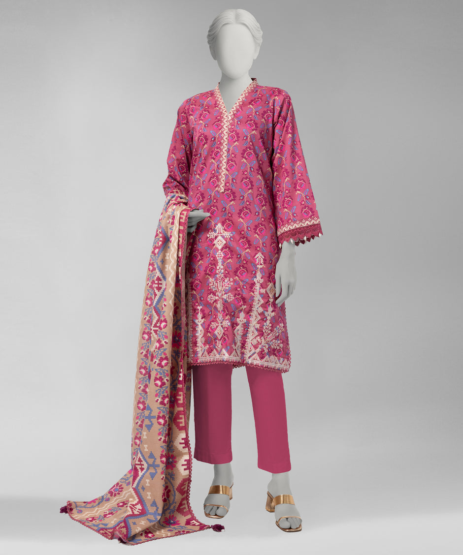 J. Original 70% Off – Purple Embroidered Cambric Unstitched 3Pc
