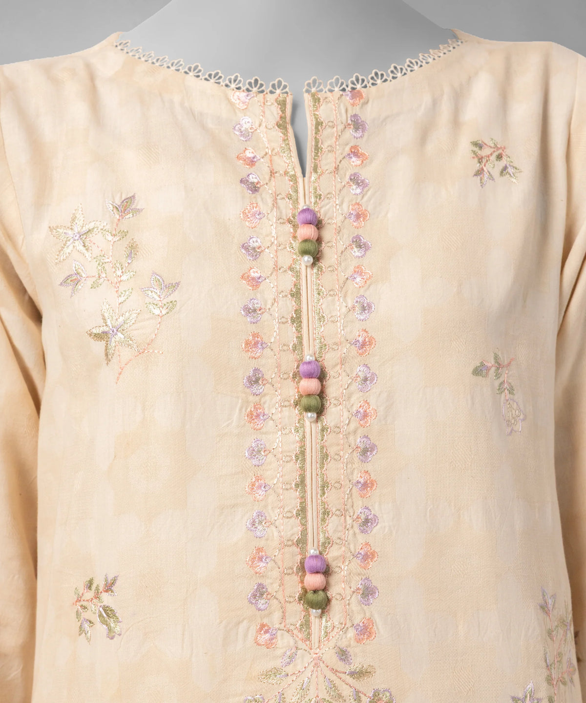 J. Original 70% Off – Beige Embroidered Dobby Unstitched 3Pc