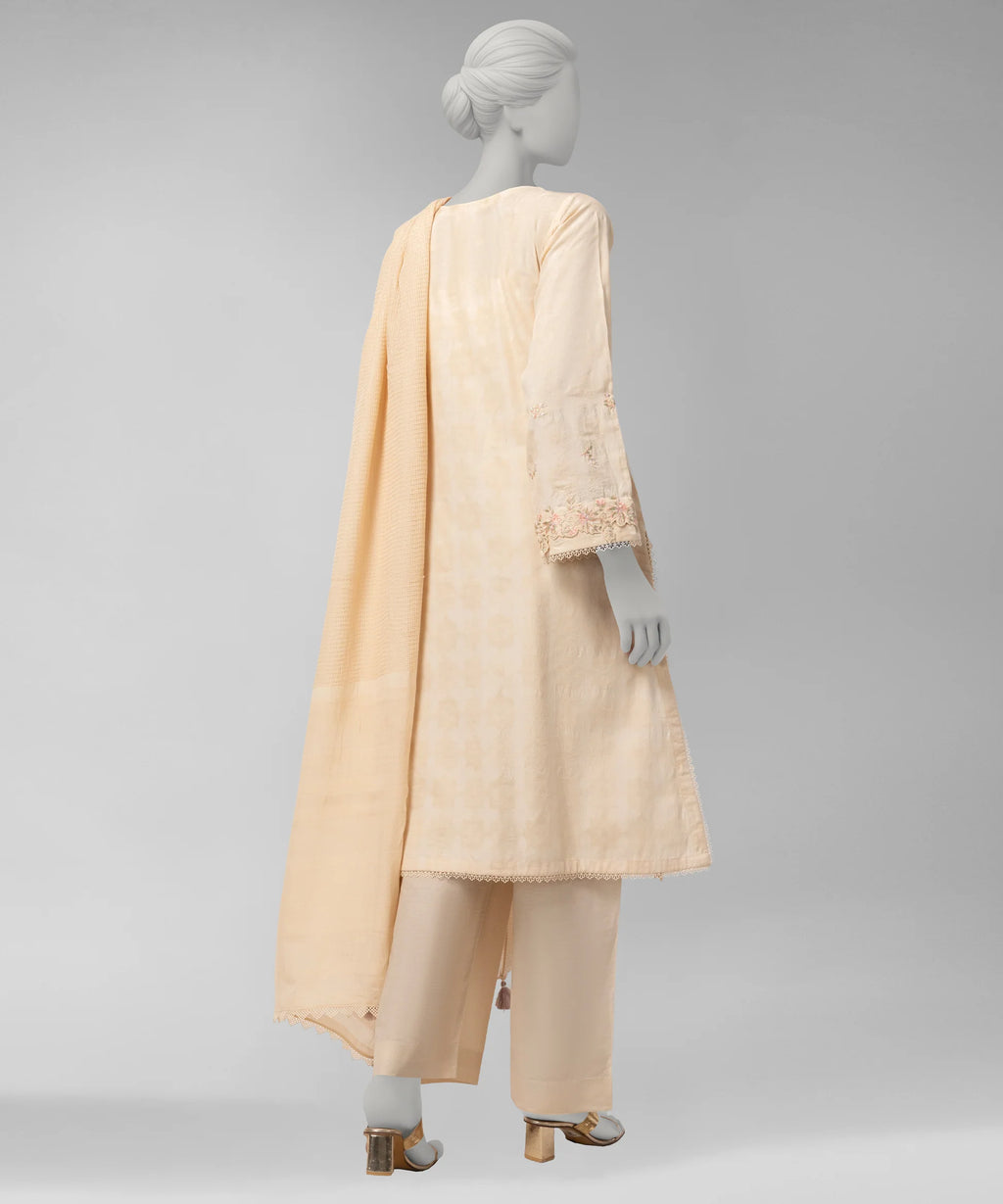 J. Original 70% Off – Beige Embroidered Dobby Unstitched 3Pc