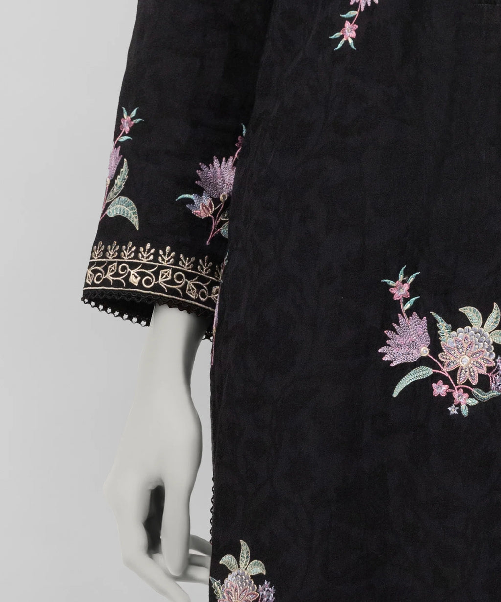 J. Original 70% Off – Black Embroidered Dobby Unstitched 3Pc