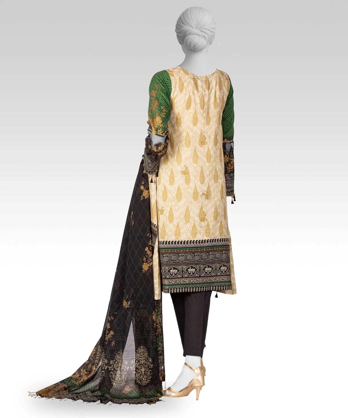 J. Original 50% Off – Beige Unstitched 3Pc