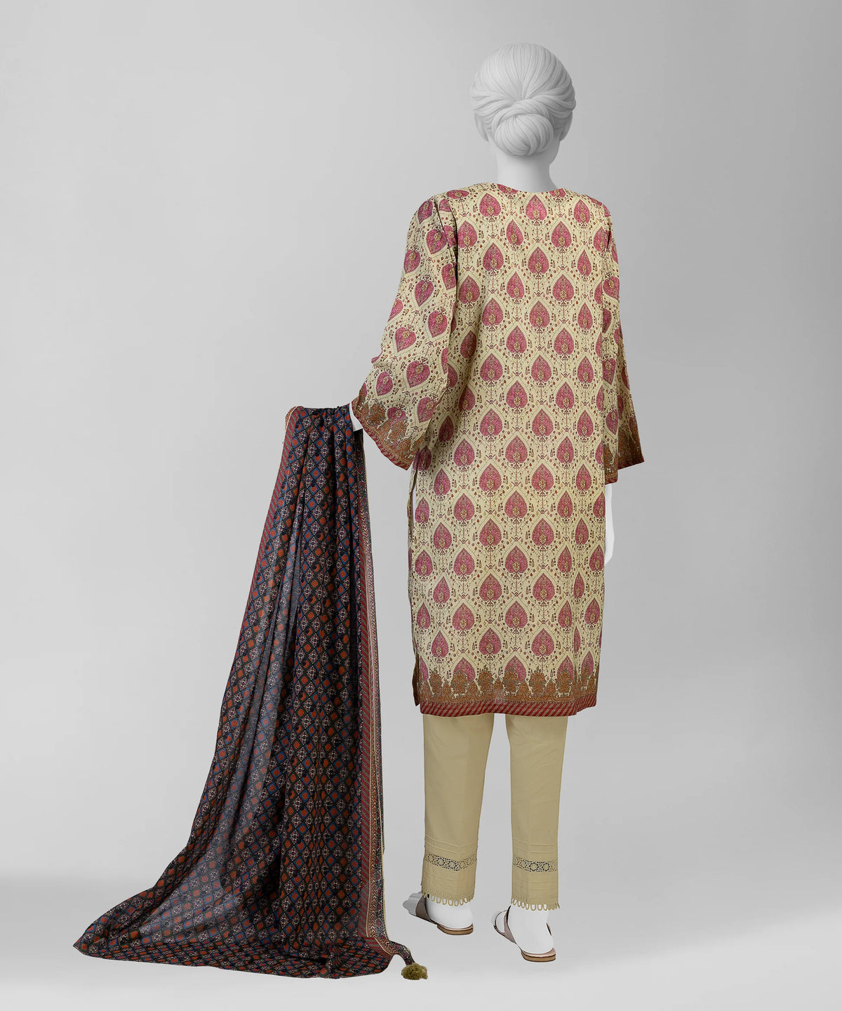 J. Original 50% Off – Beige Unstitched 3Pc